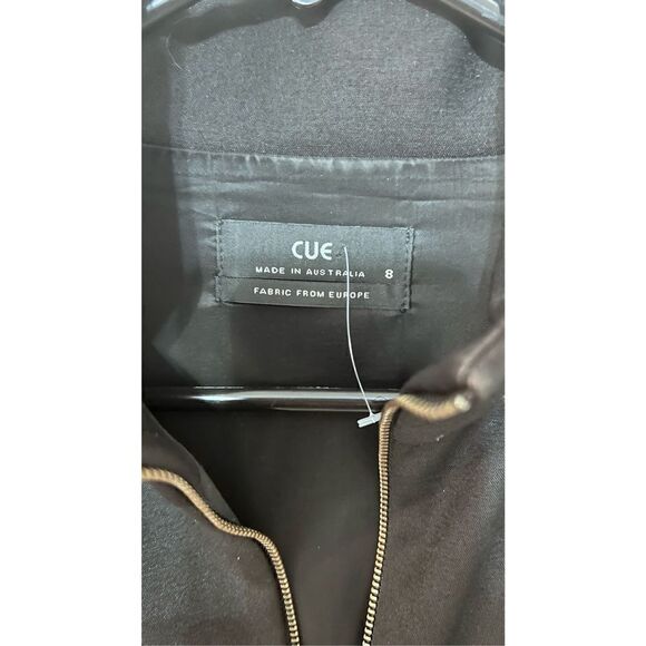 Cue Women's Mock Neck Short Sleeve Lined Zip Front A-Line Dress Black Size 8 - Picture 4 of 12